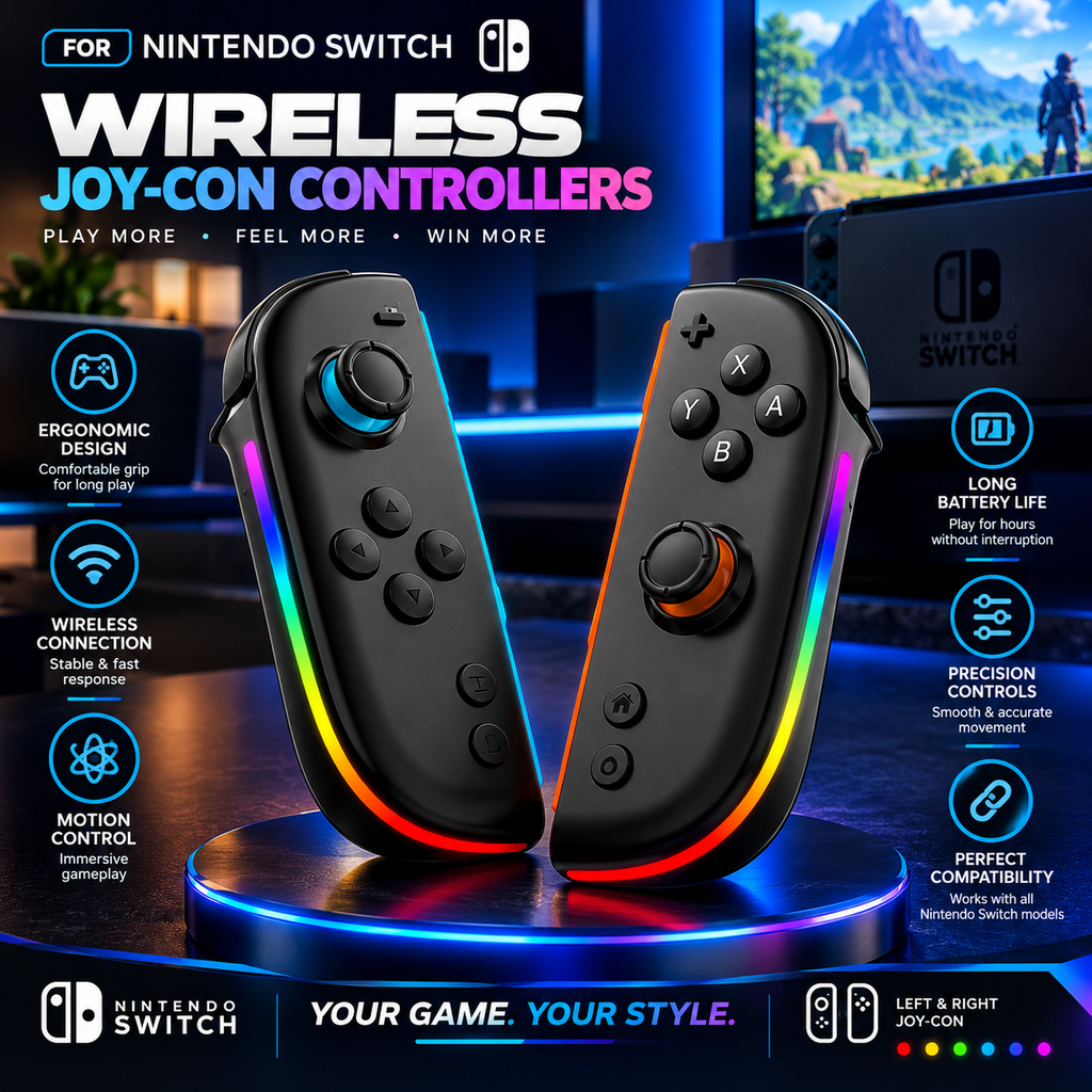 Wireless Controllers for Switch — TMR Hall Effect Joysticks, RGB (Black)