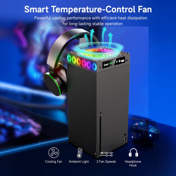 iPega Top Cooling Fan for Xbox Series X — Auto Temperature Sensor, RGB & Headset Hook (PG-XBX026S)